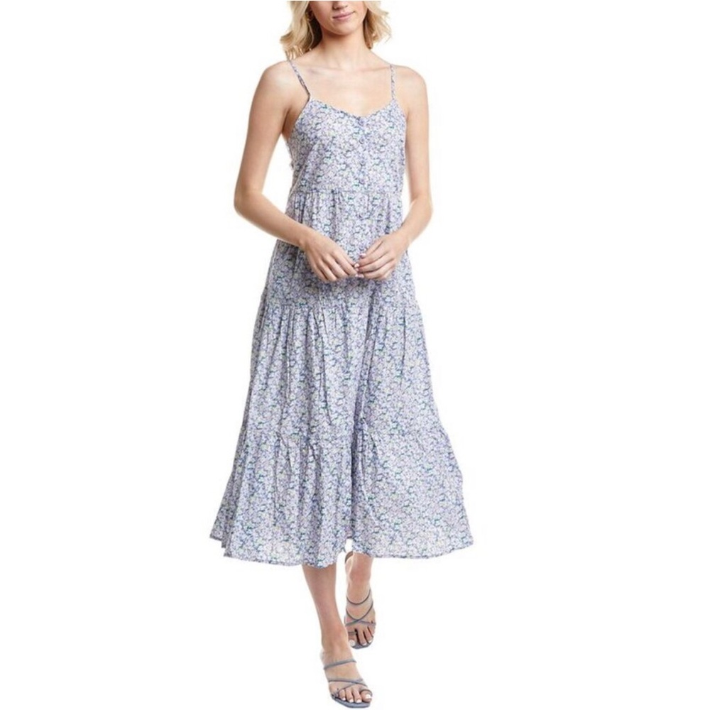 Marion Lavender Floral Button Down Midi Dress. Size S